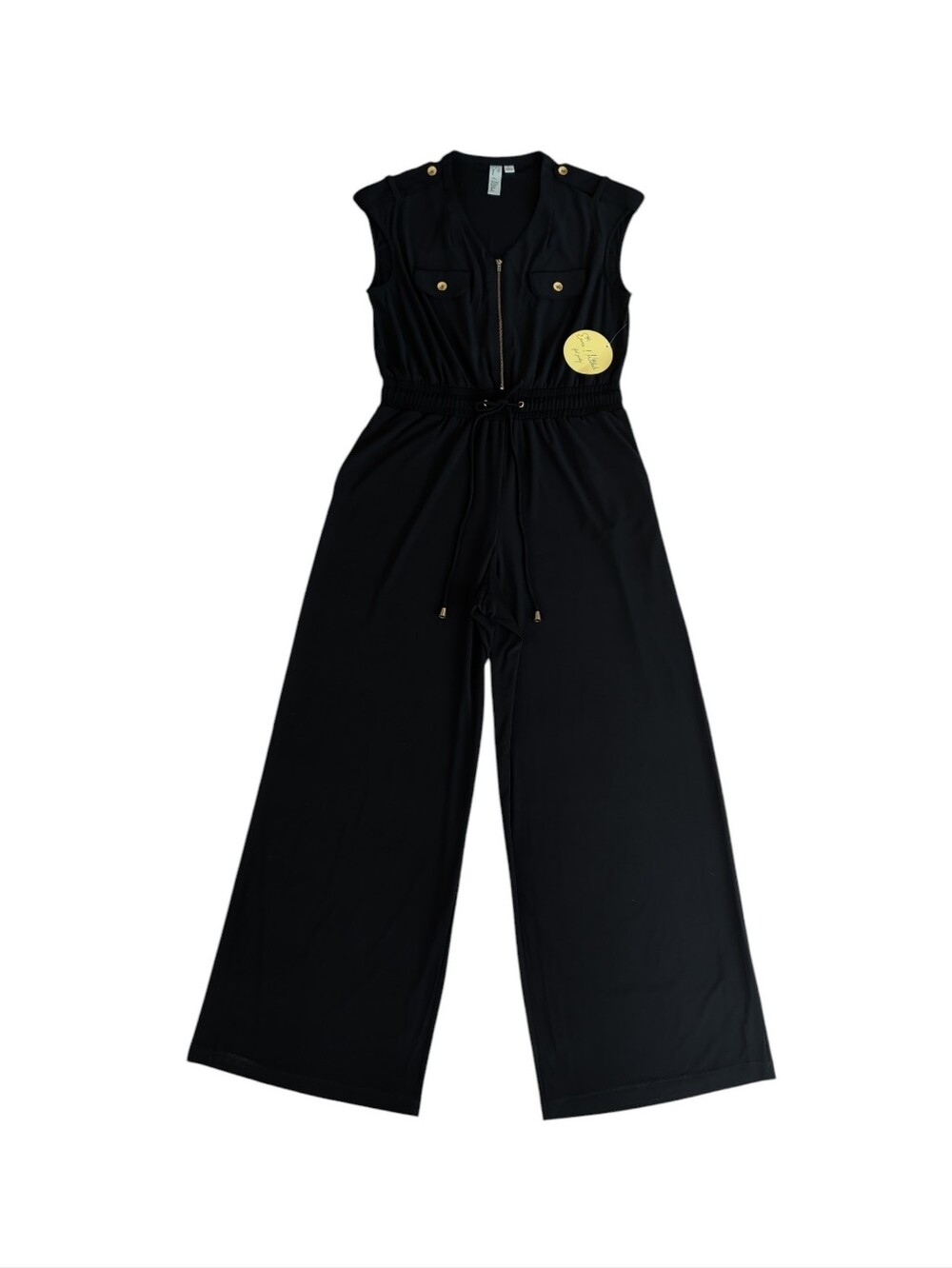 Emma & Michele Wide-Leg Zip-Front Jumpsuit LARGE Black
